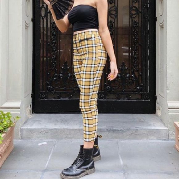 Urban Outfitters Pants - Urban Outfitters yellow plaid pants